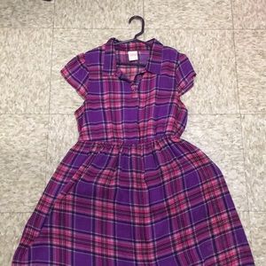 Extra large kids pink and purple plaid dress